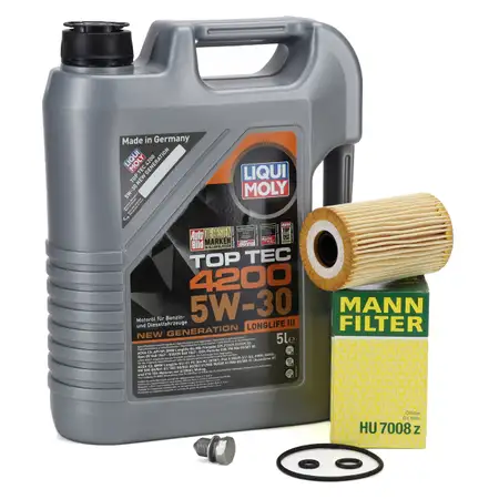 5L LIQUI MOLY 3707 TOP TEC 4200 5W30 NEW GEN Motor&ouml;l + MANN &Ouml;lfilter AUDI VW 1.6/2.0 TDI