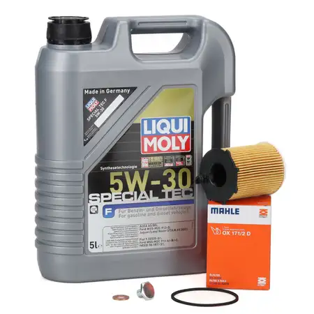 5L LIQUI MOLY SPECIAL TEC F 5W30 Motor&ouml;l + MAHLE &Ouml;lfilter FORD PSA VOLVO 1.4/1.5/1.6 D