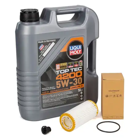 5L LIQUI MOLY TOP TEC 4200 5W30 Motor&ouml;l + ORIGINAL VAG &Ouml;lfilter 1.8/2.0 TSI 06L115562B