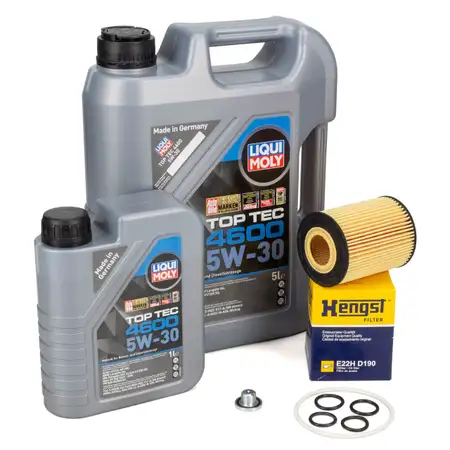 6L LIQUI MOLY 5W-30 Motor&ouml;l + HENGST &Ouml;lfilter OPEL Astra H J Mokka / X Zafira B 1.7 CDTI