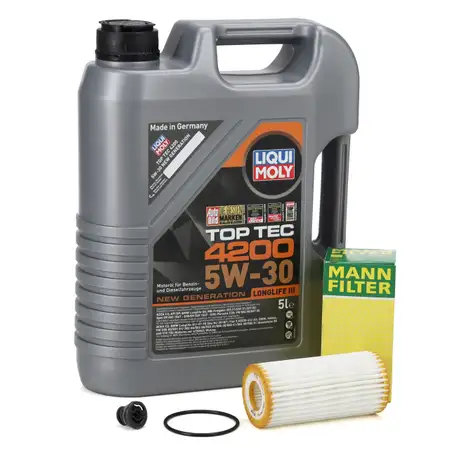 5L LIQUI MOLY 3707 TOP TEC 4200 5W30 Motor&ouml;l NEW GEN + MANN &Ouml;lfilter f&uuml;r VAG 1.8/2.0 TFSI