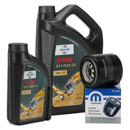 6L FUCHS Motor&ouml;l TITAN GT1 Flex C23 5W30 + ORIGINAL MOPAR &Ouml;lfilter 04884899AC