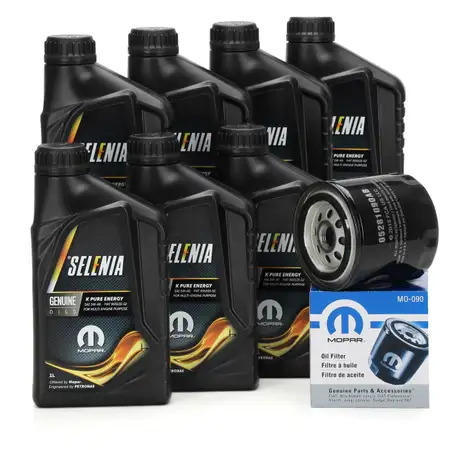 7L PETRONAS SELENIA Motor&ouml;l K PURE ENERGY 5W40 + ORIGINAL MOPAR &Ouml;lfilter K05281090AB