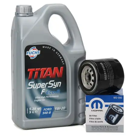 5L FUCHS Motor&ouml;l TITAN SUPERSYN F ECO-B 5W20 + ORIGINAL MOPAR &Ouml;lfilter K05281090AB