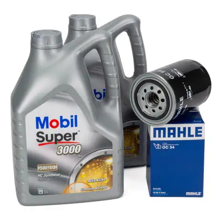 10L Mobil SUPER 3000 X1 5W-40 Motor&ouml;l &Ouml;l + MAHLE OC54 &Ouml;lfilter PORSCHE 93010776403