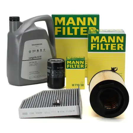 MANN Filterset + 5L ORIGINAL 0W30 Motor&ouml;l VW Golf 5 6 Passat B6 Touran AUDI A3 8P 1.6 2.0