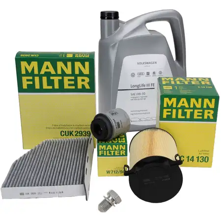 MANN Filterset + 5L ORIGINAL 0W30 Motor&ouml;l VW Golf 6 Passat B6/7 Touran AUDI A3 1.2/1.4 TSI