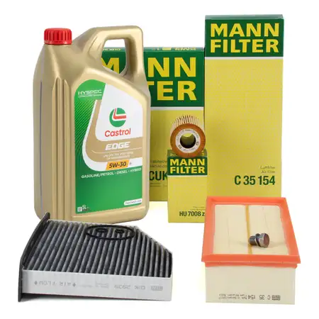 MANN Filterset 3-tlg + 5L CASTROL 5W30 Motor&ouml;l VW Golf 5 6 Passat B6 B7 Tiguan 1.6/2.0 TDI