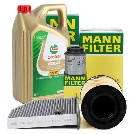 MANN Filterset + 5L CASTROL 5W30 Motor&ouml;l VW Golf 6 Passat B6 B7 AUDI A3 8P 1.2/1.4 TSI