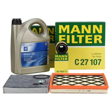 MANN Filterset 3-tlg + 5L ORIGINAL 5W30 Motor&ouml;l dexos2 OPEL Astra J Zafira C 2.0 CDTI