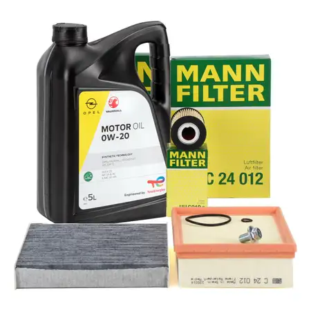 MANN Filterset 3-tlg + 5L ORIGINAL 0W20 Motor&ouml;l OPEL Mokka / X (J13) 1.6 CDTI