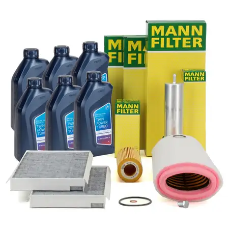 MANN Filterset 4-tlg + 6L ORIGINAL 5W30 Motor&ouml;l BMW 5er E60 E61 520d 150/163 PS M47