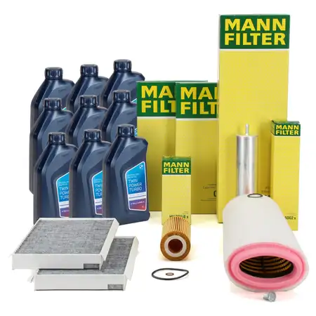 MANN Filterset 4-tlg + 9L ORIGINAL 5W30 Motor&ouml;l BMW 5er E60 E61 525d 530d 163-235 PS M57