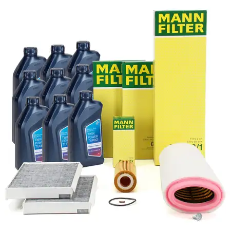 MANN Filterset 3-tlg + 9L ORIGINAL 5W30 Motor&ouml;l BMW 5er E60 E61 525d 530d 163-235 PS M57