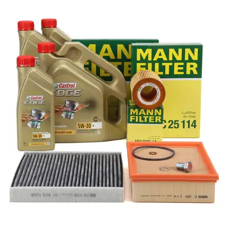 MANN Filterset + 7L CASTROL 5W-30 M LL04 Motor&ouml;l BMW Z4 E85 2.2i 2.5i 3.0i M54