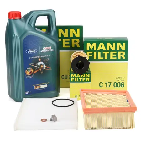 MANN Filterset 3-tlg + 5L CASTROL MAGNATEC 0W-30 D Motor&ouml;l FORD Fiesta 6 B-Max 1.4-1.6TDCi