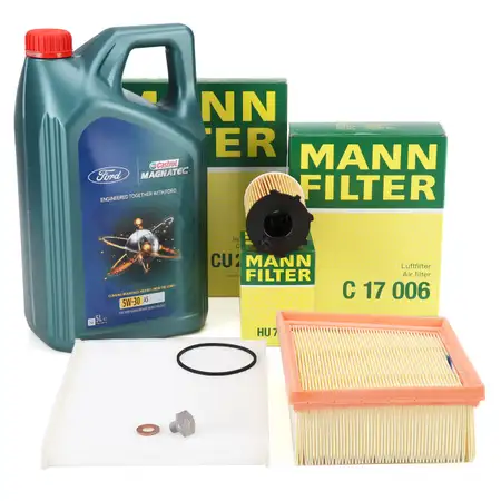 MANN Filterset 3-tlg + 5L CASTROL MAGNATEC 5W-30 A5 FORD Fiesta 6 MK6 B-Max 1.4-1.6 TDCi