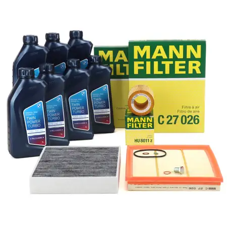 MANN Filterset + 7L ORIGINAL 5W30 Motor&ouml;l BMW 2er M2 F87 370 PS N55 11.2015-06.2018