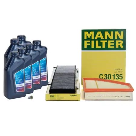 MANN Filterset 3-tlg + 6L ORIGINAL 5W30 Motor&ouml;l BMW 3er E90-93 316d 320d ab 03.2010 N47