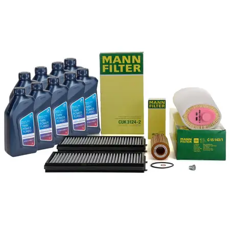 MANN Filterset 3-tlg + 9L ORIGINAL 5W30 Motor&ouml;l BMW 7er E65 E66 E67 730d 204-231 PS M57