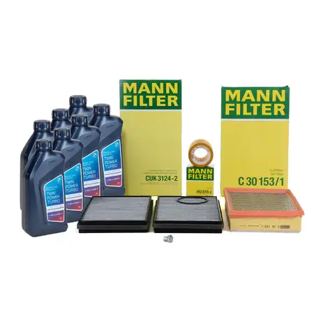 MANN Filterset 3-tlg + 7L ORIGINAL 5W30 Motor&ouml;l BMW 7er E65 E66 E67 730i 250/258 PS N52