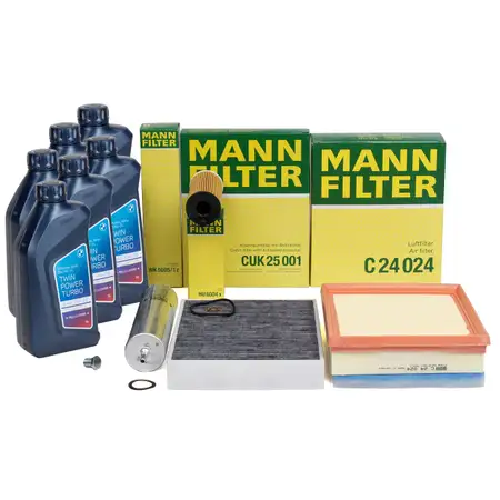 MANN Filterset 4-tlg + 6L ORIGINAL 5W30 Motor&ouml;l BMW F20 F21 F22 F23 F30-34 F32-36 N47