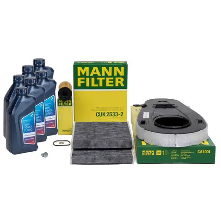 MANN Filterset 3-tlg + 6L ORIGINAL 5W30 Motor&ouml;l BMW 5er F10 F11 F07 518d 520d 525d N47