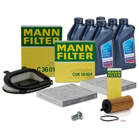 MANN Filterset 3-tlg + 6L ORIGINAL 5W30 Motor&ouml;l BMW X3 F25 18d 20d 30d N47 N57