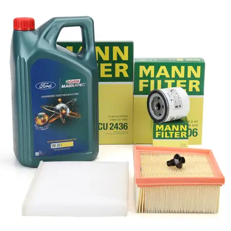 MANN Filterset + 5L CASTROL MAGNATEC 5W-20 E Motor&ouml;l FORD Fiesta 6 B-Max 1.0 EcoBoost