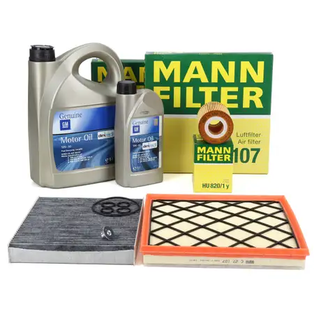 MANN Filterset Filterpaket 3-tlg + 6L ORIGINAL 5W30 dexos2 Motor&ouml;l OPEL Astra J 1.7 CDTI