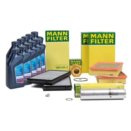 MANN Filterset 4-tlg + 10L ORIGINAL 5W30 Motor&ouml;l BMW 7er E65 E66 E67 740d 258 PS M67