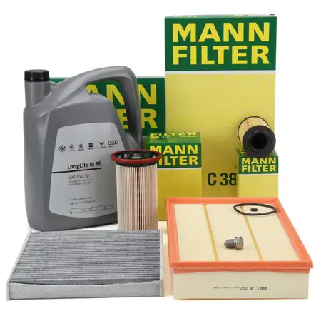 MANN Filterset 4-tlg + 5L ORIGINAL 0W30 Motor&ouml;l VW Passat B8 Artoen Tiguan 2.0 TDI 4motion