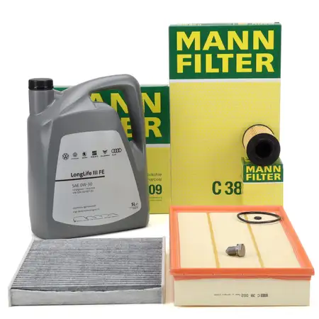 MANN Filterset 3-tlg + 5L ORIGINAL 0W30 Motor&ouml;l VW Passat B8 Artoen Tiguan 2.0 TDI 4motion