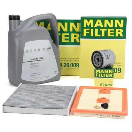 MANN Filterset + 5L ORIGINAL 0W30 Motor&ouml;l VW Golf 7 Passat B8 A3 8V Leon 5F 1.2/1.4 TSI