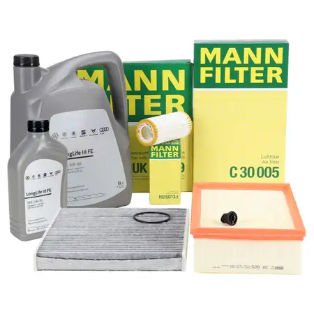 MANN Filterset + 6L ORIGINAL 0W30 Motor&ouml;l VW Golf 7 8 Passat B8 A3 8V Leon 1.8/2.0 TSI