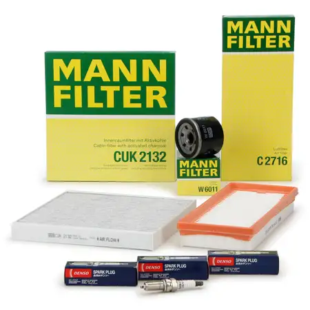 MANN Filterset Filterpaket + 3x DENSO Z&uuml;ndkerze SMART ForTwo (451) 1.0 61-120 PS