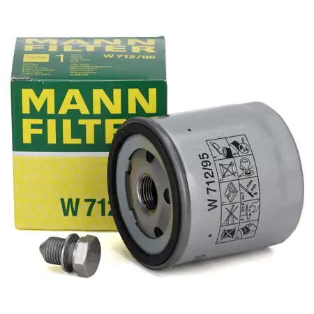 MANN W712/95 &Ouml;lfilter + Schraube N90813202 VW Golf 7 Passat B8 Polo Tiguan Up 1.0-1.5 TSI