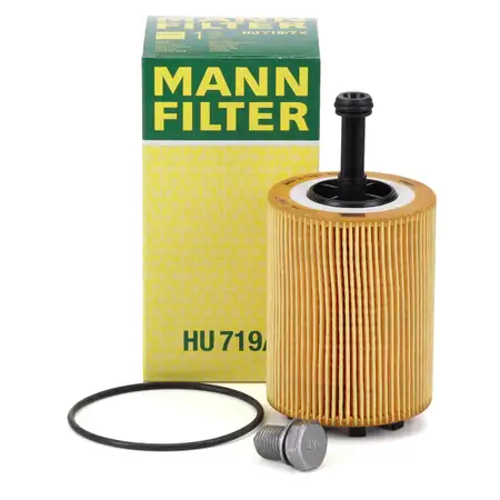 MANN HU719/7x &Ouml;lfilter + Schraube AUDI CHRYSLER DODGE FORD JEEP SEAT SKODA VW