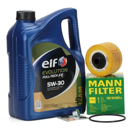 5L elf Evolution Full-Tech FE 5W-30 Motor&ouml;l + Schraube + MANN HU10002z &Ouml;lfilter