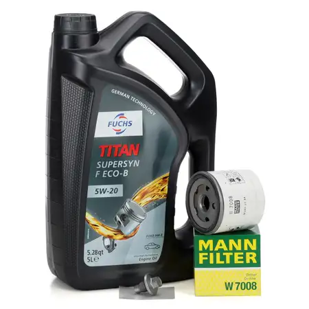 5L FUCHS TITAN SUPERSYN F ECO-B 5W20 Motor&ouml;l &Ouml;l + MANN W7008 &Ouml;lfilter FORD MAZDA VOLVO