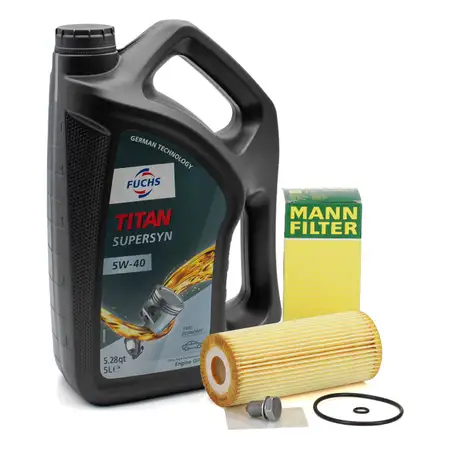 5L FUCHS TITAN SUPERSYN 5W-40 Motor&ouml;l &Ouml;l + MANN &Ouml;lfilter AUDI SEAT SKODA VW 1.9 SDI/TDI