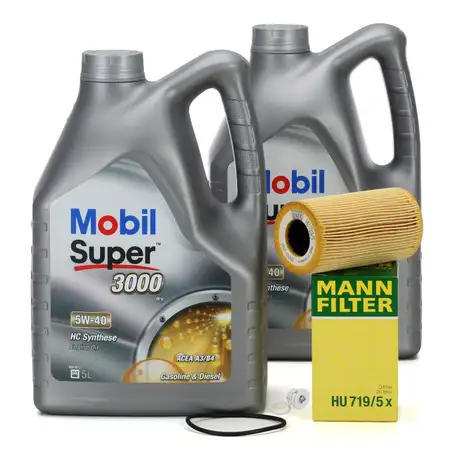 10L Mobil SUPER 3000 X1 5W40 Motor&ouml;l &Ouml;l + MANN &Ouml;lfilter f&uuml;r PORSCHE 99610722553