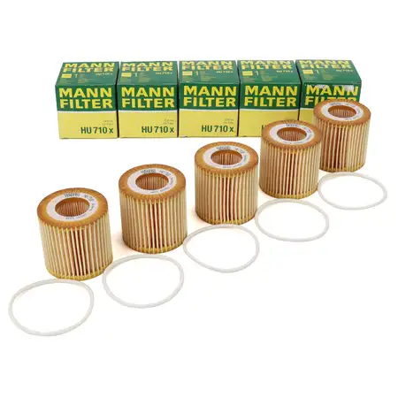 5x MANN HU710x &Ouml;lfilter VW Polo 4 5 Fox Ibiza 3 4 Fabia 1 2 Rapid Roomster 1.2 03D198819C