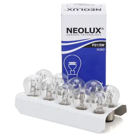 10x NEOLUX N380 Gl&uuml;hlampe Halogenlampe Scheinwerfer P21/5W 12V 21,5W BAY15d