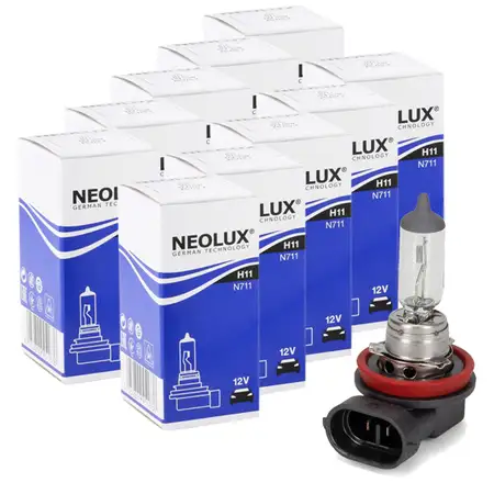 10x NEOLUX N711 Gl&uuml;hlampe Halogenlampe Scheinwerfer H11 12V 55W PGJ19-2