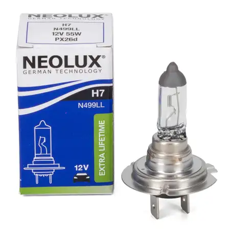 1x NEOLUX N499LL EXTRA LIFETIME Gl&uuml;hlampe Halogenlampe Scheinwerfer H7 12V 55W PX26d