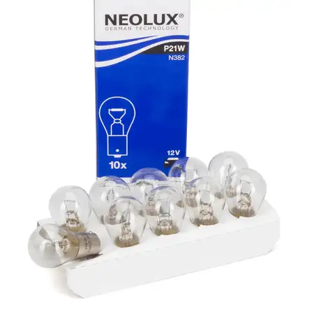 10x NEOLUX N382 Gl&uuml;hlampe Halogenlampe Sockelgl&uuml;hlampe P21W 12V 21W BA15s