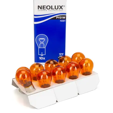 10x NEOLUX N581 Gl&uuml;hlampe Halogenlampe Sockelgl&uuml;hlampe PY21W 12V 21W BAU15s