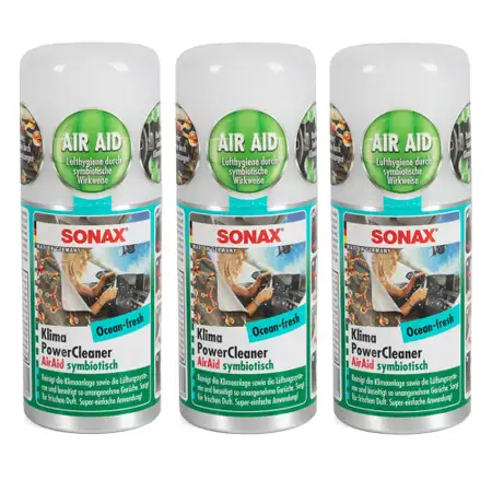 3x 100ml SONAX 03236000 PowerCleaner AirAid Klimareiniger Klimaanlagenreiniger OCEAN FRESH