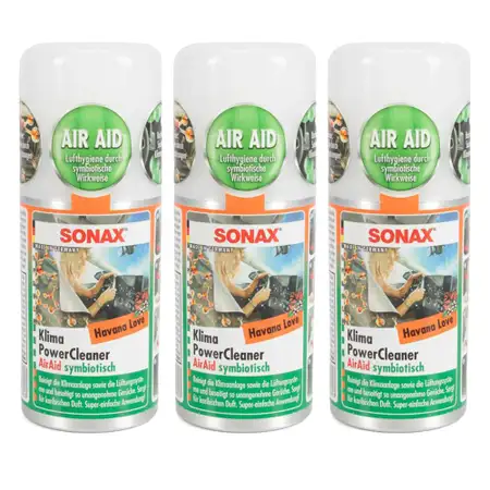 3x 100ml SONAX 03238000 PowerCleaner AirAid Klimareiniger Klimaanlagenreiniger HAVANA LOVE